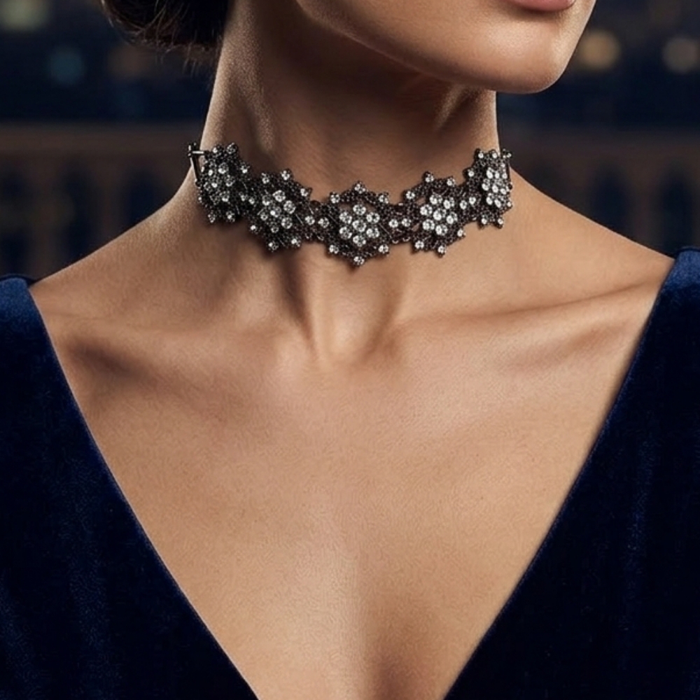 Glamorous Crystal Choker Necklace